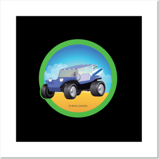 Blue Dune Buggy Side in Green Posters and Art